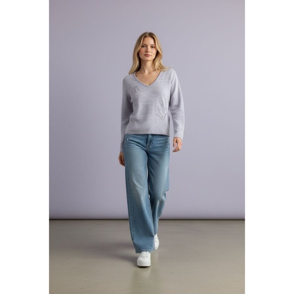 Sweater Project Y2K Sweater Large Lavender Thistle Art Minimalist Delicate Boho